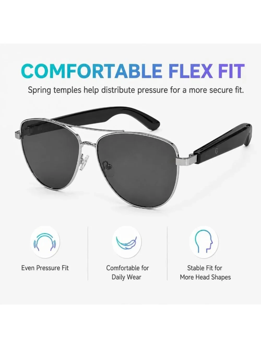 Stylish Bluetooth Audio Sunglasses with UV Protection, Anti-Blue Light Lenses
